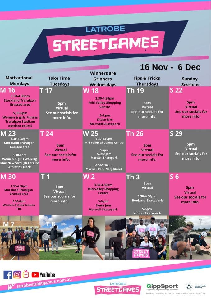 Streetgames Timetable Nov-Dec 2020